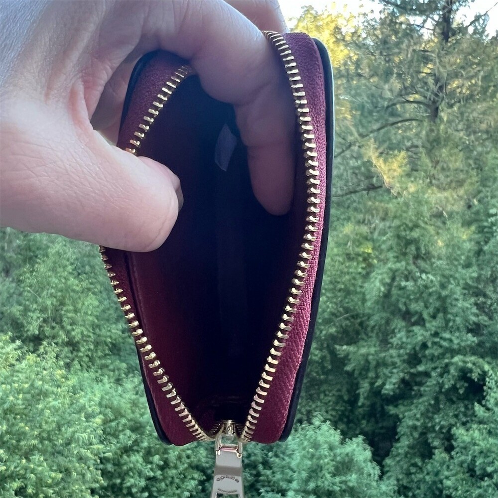 COACH Zip Card Case CC/ID Wallet Signature Canvas and Smooth Leather AUTHENTIC - Picture 5 of 5